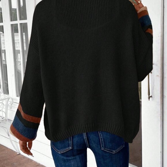 Multicolor Casual Women's Spliced Long Sleeve Cardigan - Picture 2 of 6